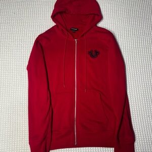 True Religion Men's Zip-Up Red Sweater